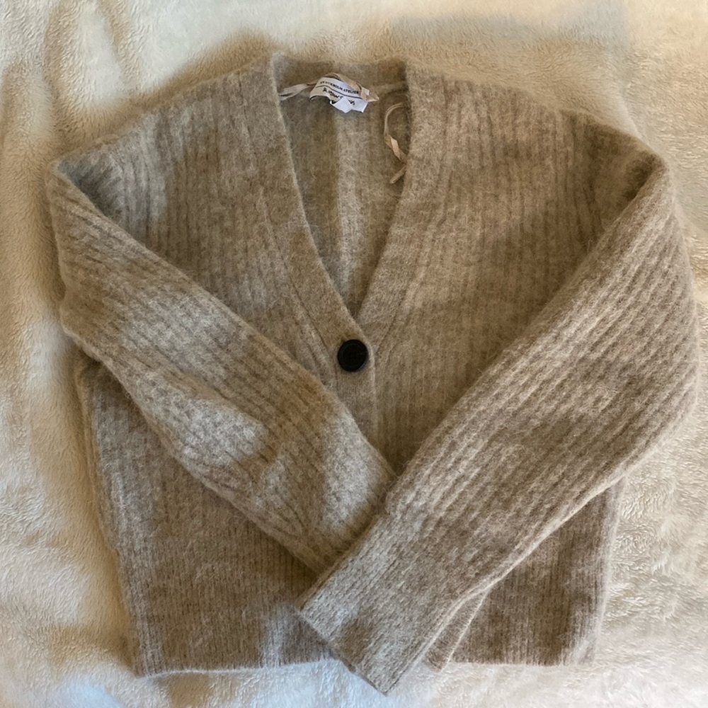 & other stories cream colored wool and alpaca blend cardigan. Size S